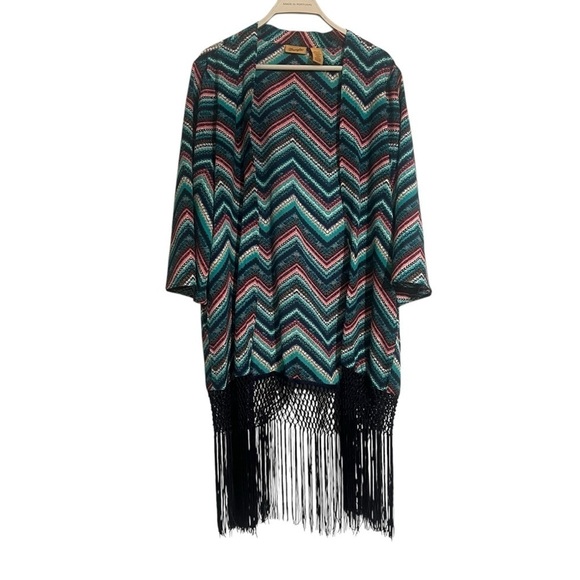 Wrangler Tops - WRANGLER Fringe Kimono shawl western cowgirl Medium rodeo boho